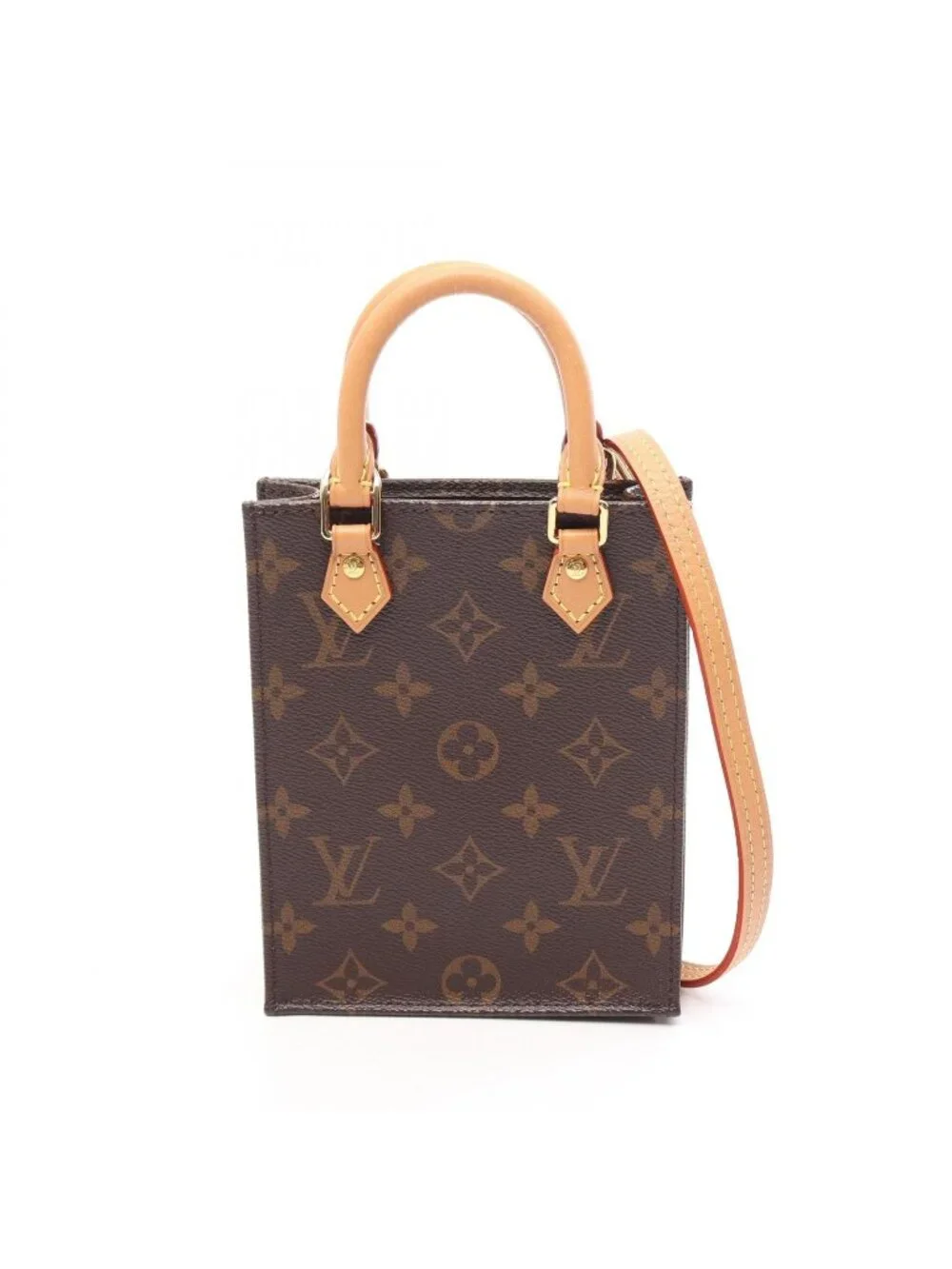 Louis Vuitton Handbag Petite Sac Plat 2-Way Canvas Leather